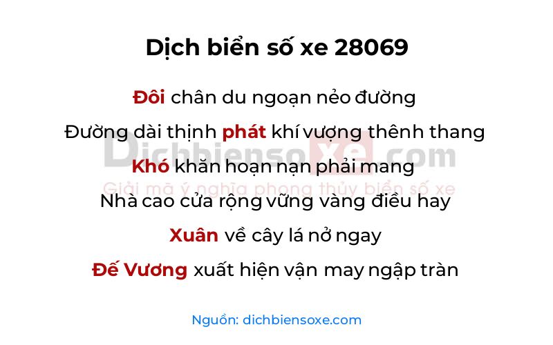 Dịch thơ biển số 28069