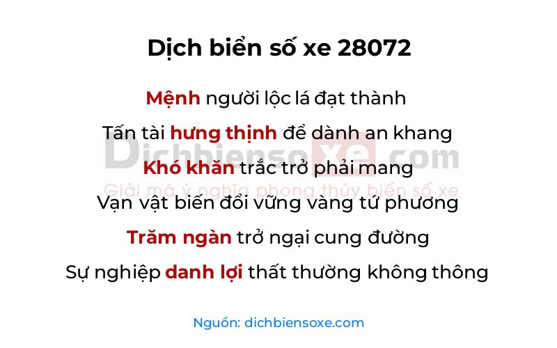 Dịch thơ biển số 28072