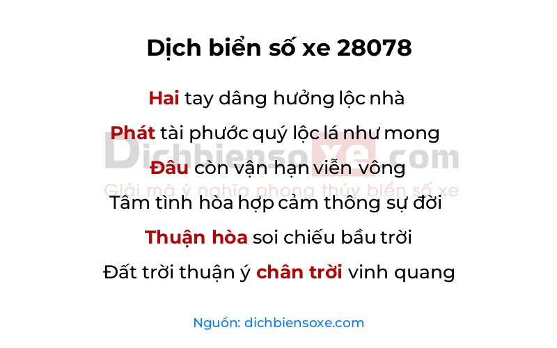 Dịch thơ biển số 28078