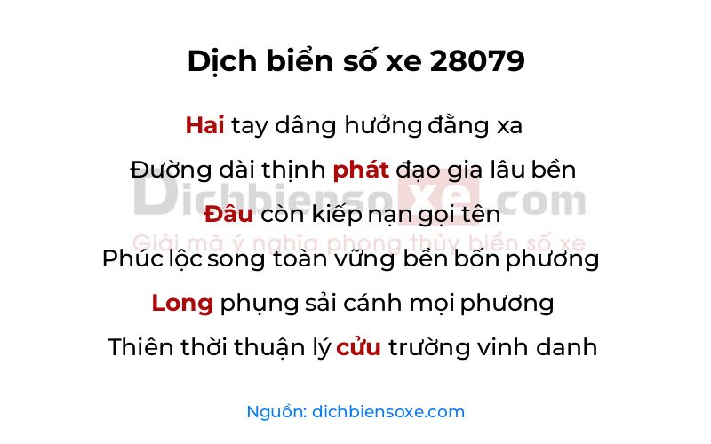 Dịch thơ biển số 28079