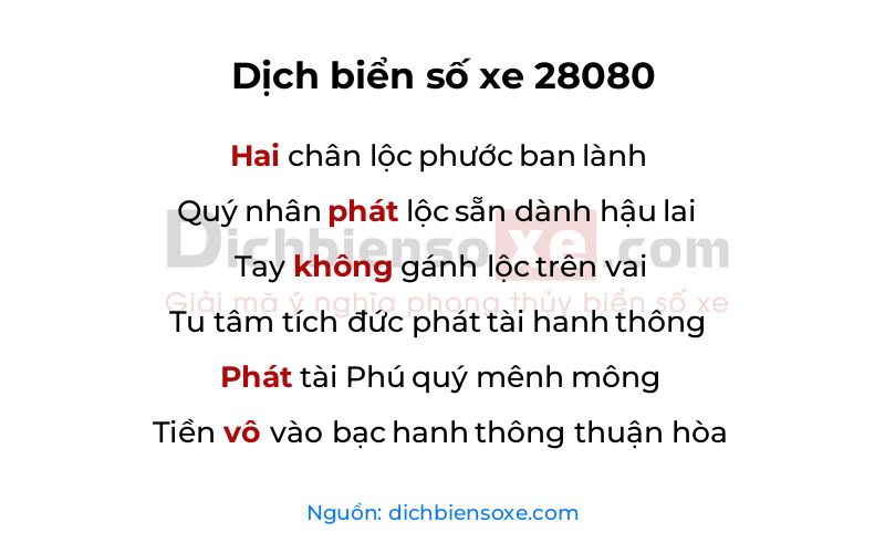 Dịch thơ biển số 28080