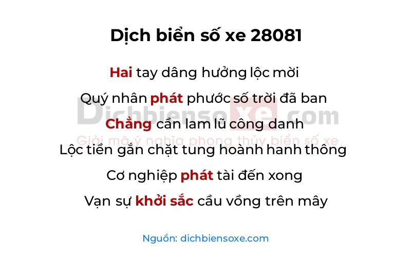 Dịch thơ biển số 28081