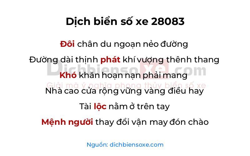 Dịch thơ biển số 28083