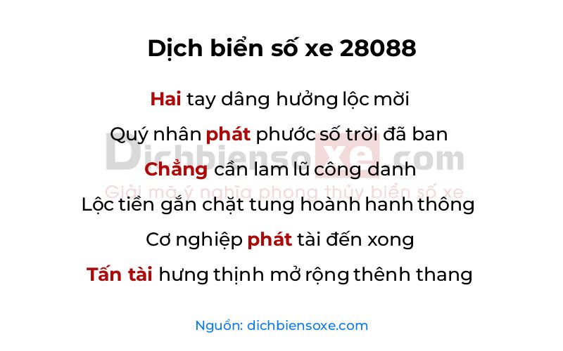 Dịch thơ biển số 28088