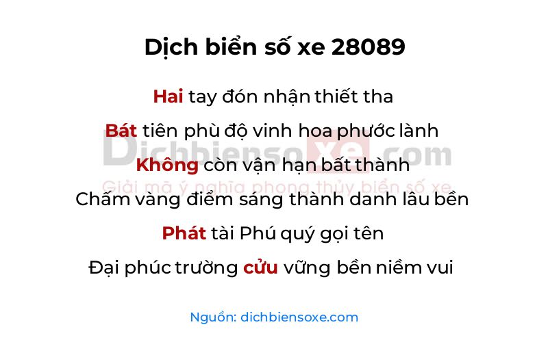 Dịch thơ biển số 28089