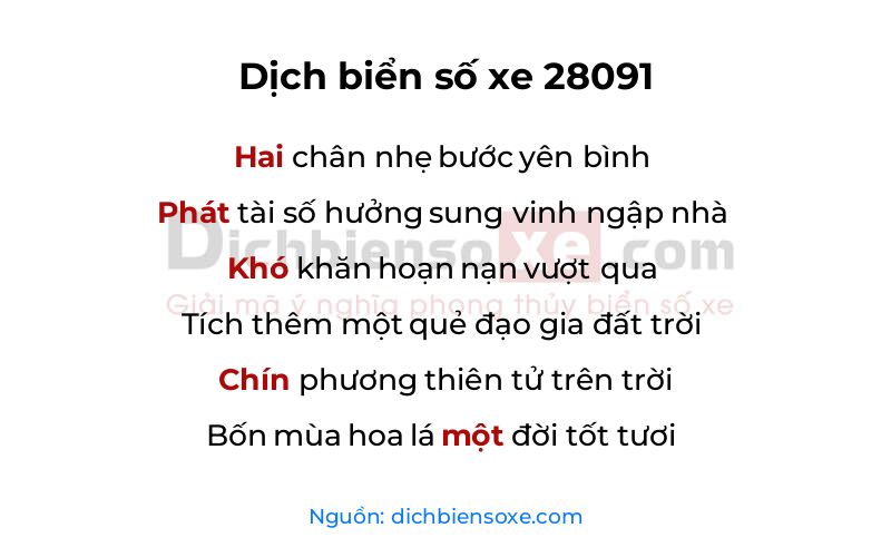 Dịch thơ biển số 28091