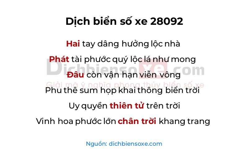 Dịch thơ biển số 28092