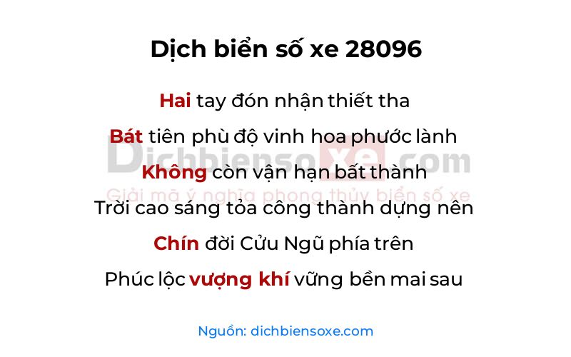 Dịch thơ biển số 28096