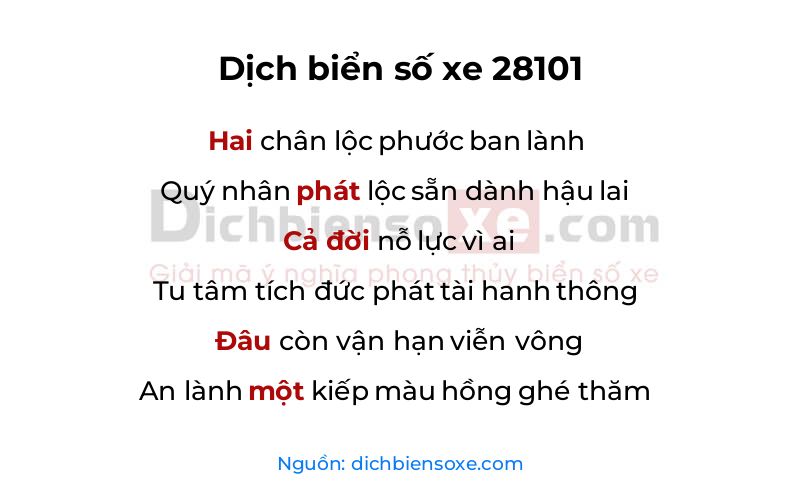 Dịch thơ biển số 28101