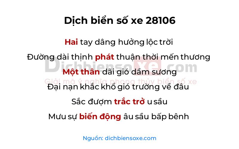 Dịch thơ biển số 28106