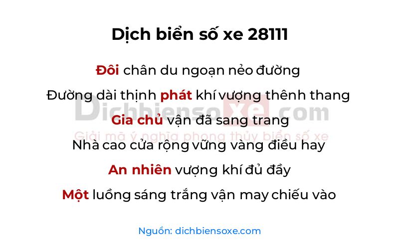 Dịch thơ biển số 28111