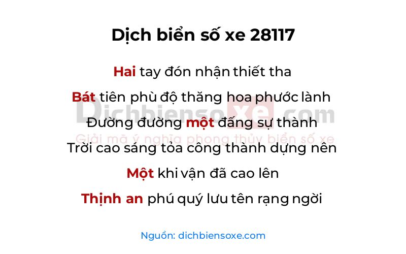 Dịch thơ biển số 28117