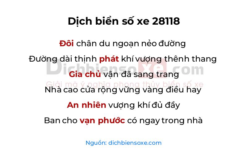 Dịch thơ biển số 28118