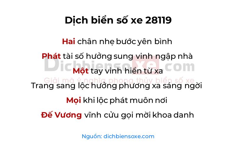 Dịch thơ biển số 28119