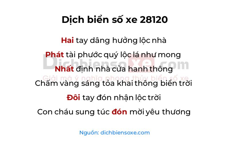 Dịch thơ biển số 28120