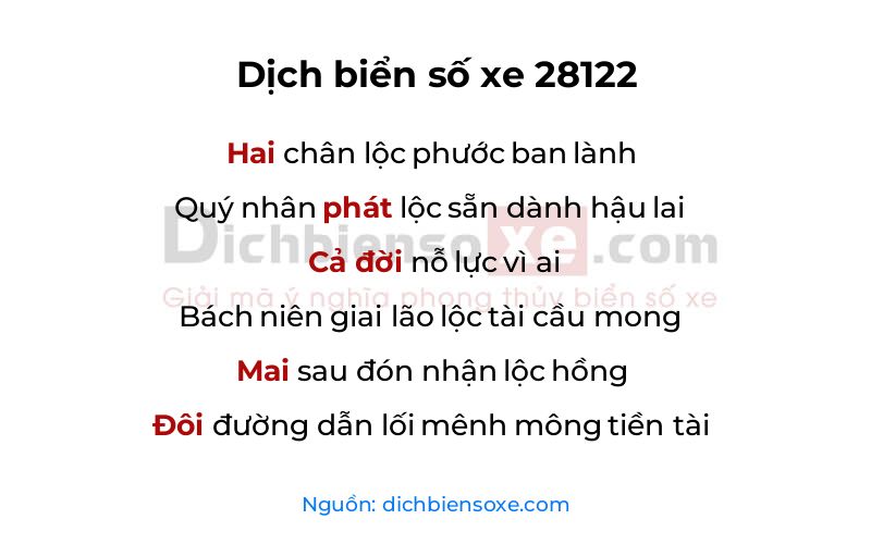 Dịch thơ biển số 28122