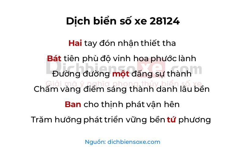 Dịch thơ biển số 28124