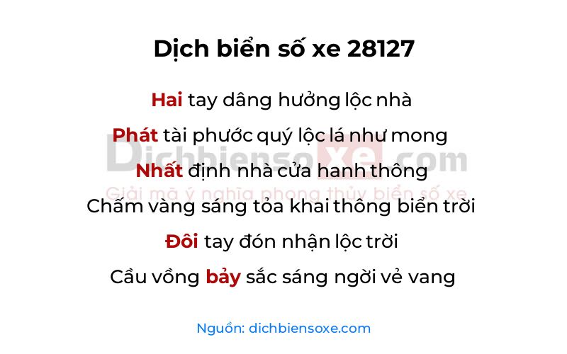 Dịch thơ biển số 28127