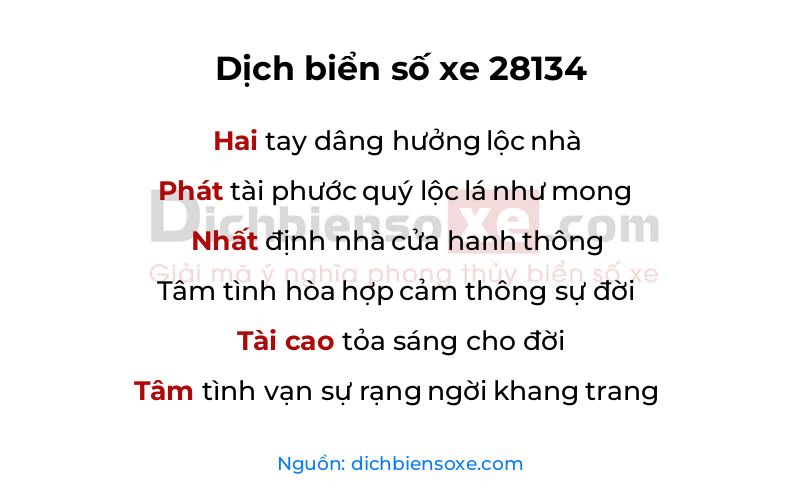 Dịch thơ biển số 28134