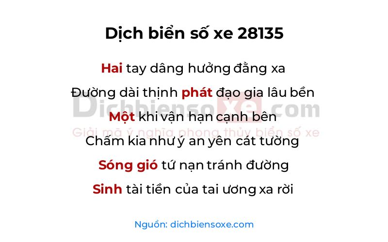Dịch thơ biển số 28135