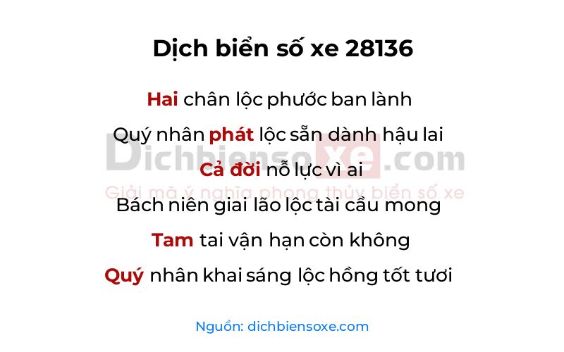 Dịch thơ biển số 28136