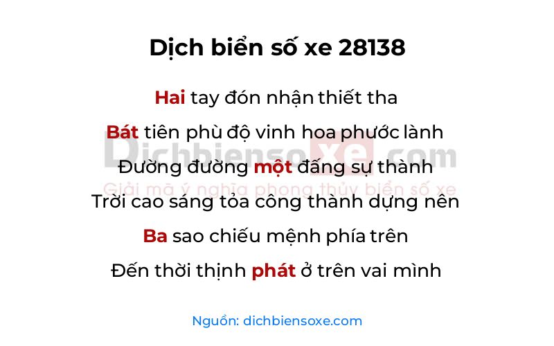 Dịch thơ biển số 28138