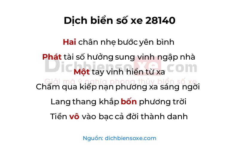 Dịch thơ biển số 28140