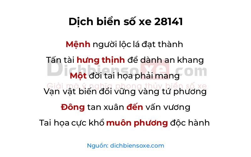 Dịch thơ biển số 28141
