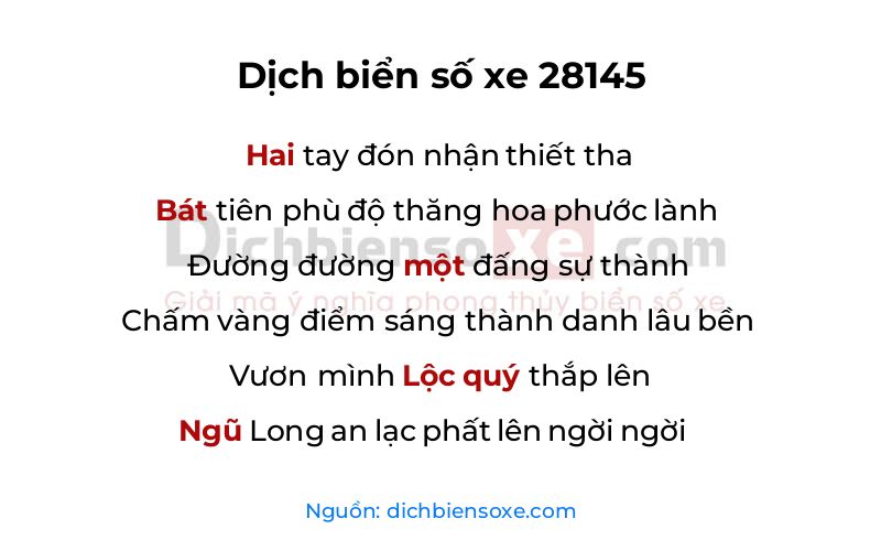Dịch thơ biển số 28145