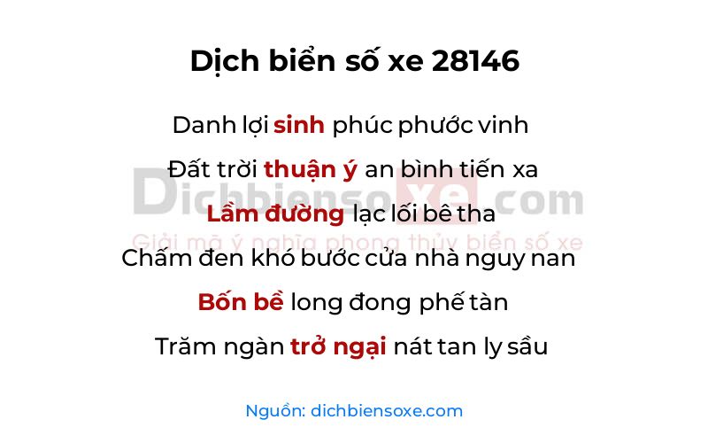 Dịch thơ biển số 28146