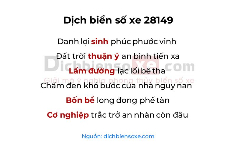 Dịch thơ biển số 28149