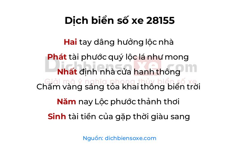 Dịch thơ biển số 28155