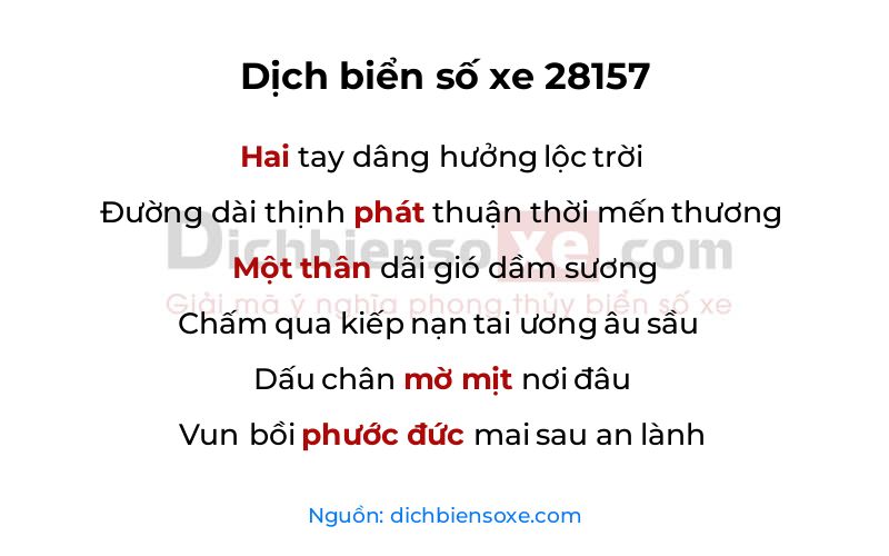Dịch thơ biển số 28157