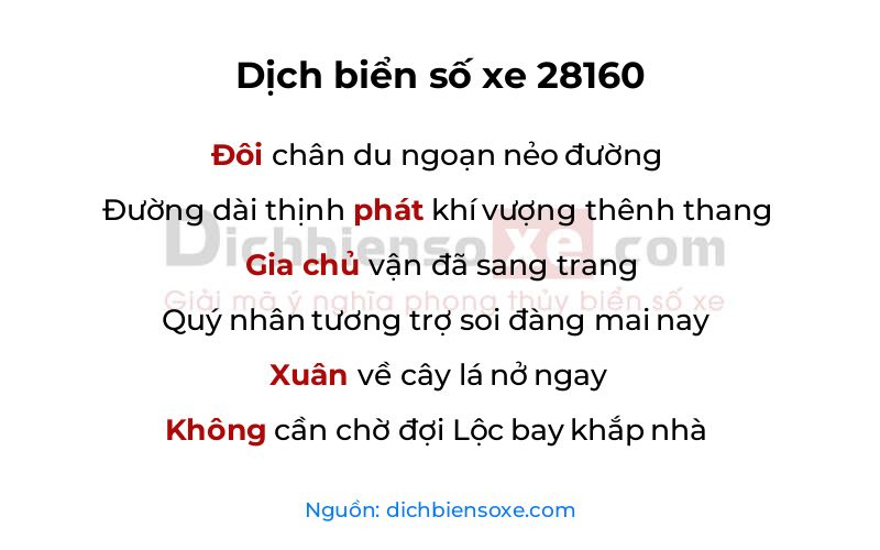 Dịch thơ biển số 28160