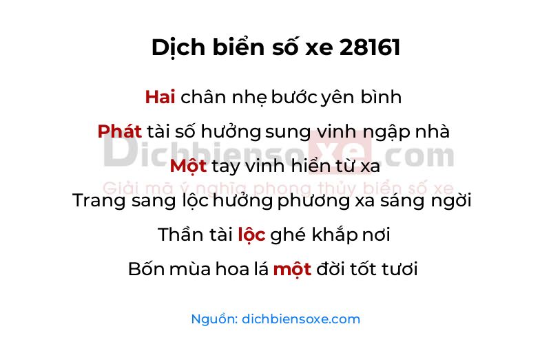 Dịch thơ biển số 28161