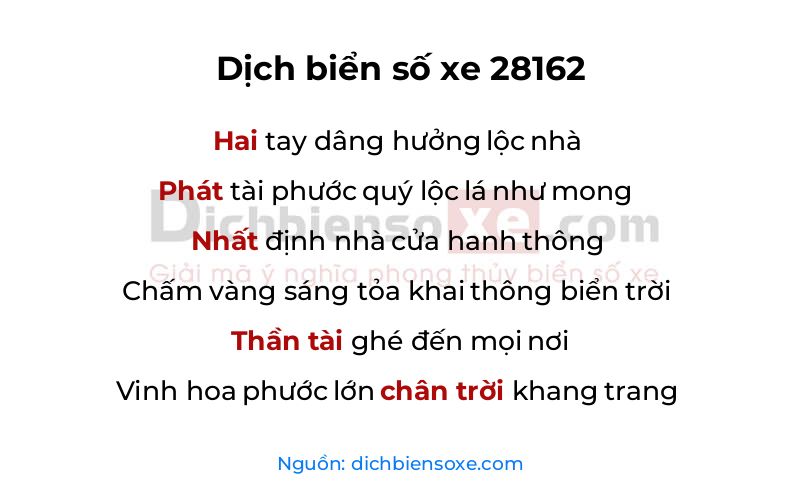 Dịch thơ biển số 28162