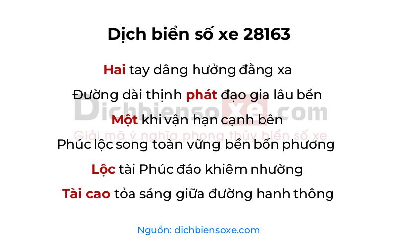 Dịch thơ biển số 28163