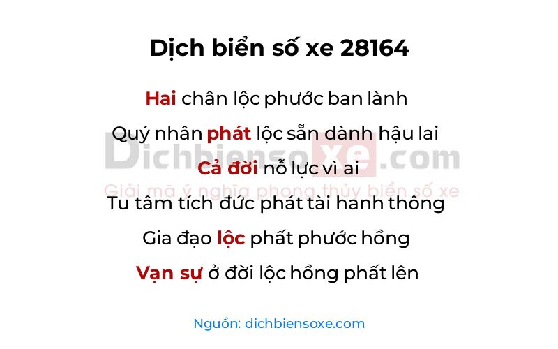 Dịch thơ biển số 28164