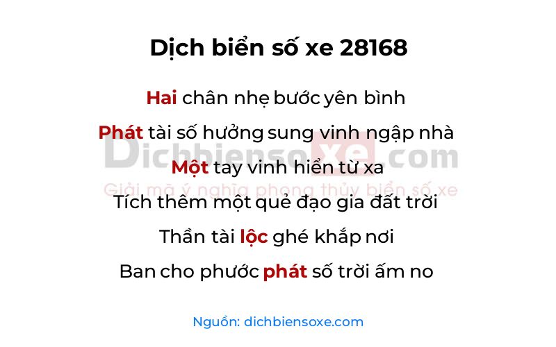 Dịch thơ biển số 28168