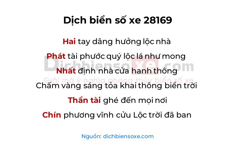 Dịch thơ biển số 28169