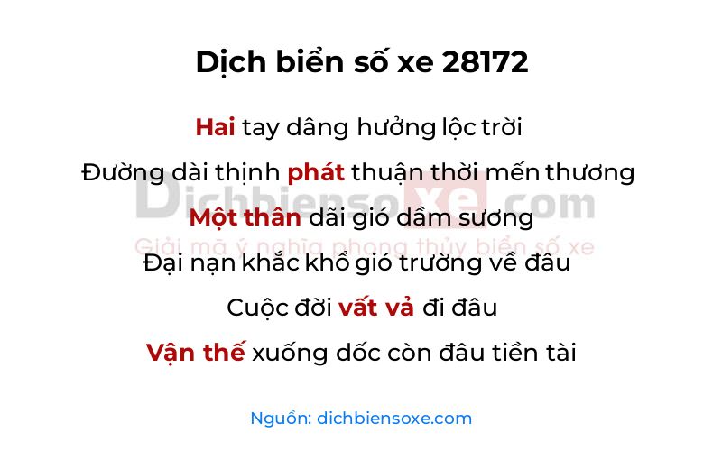 Dịch thơ biển số 28172