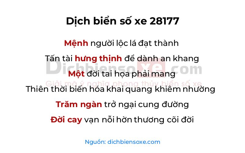 Dịch thơ biển số 28177