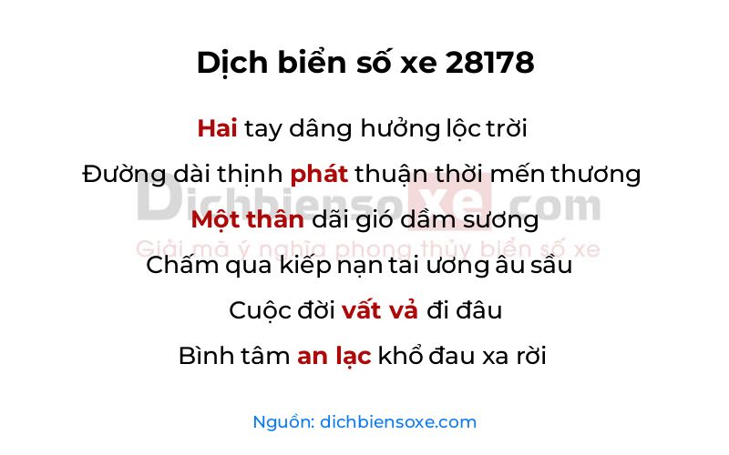 Dịch thơ biển số 28178