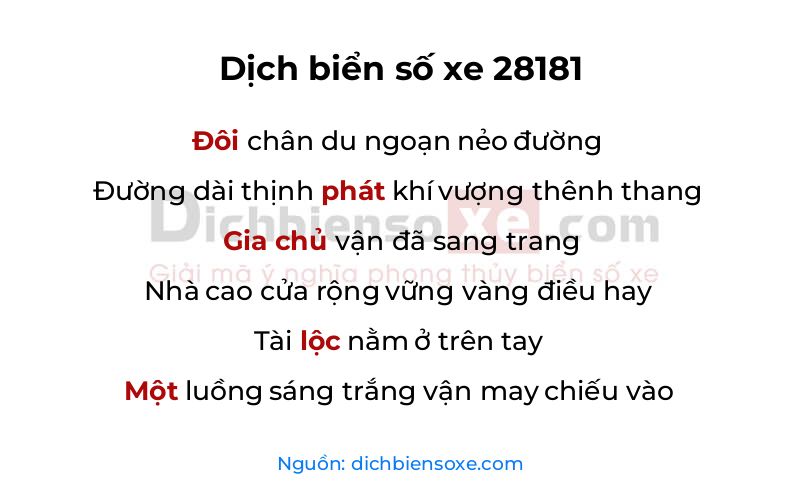 Dịch thơ biển số 28181