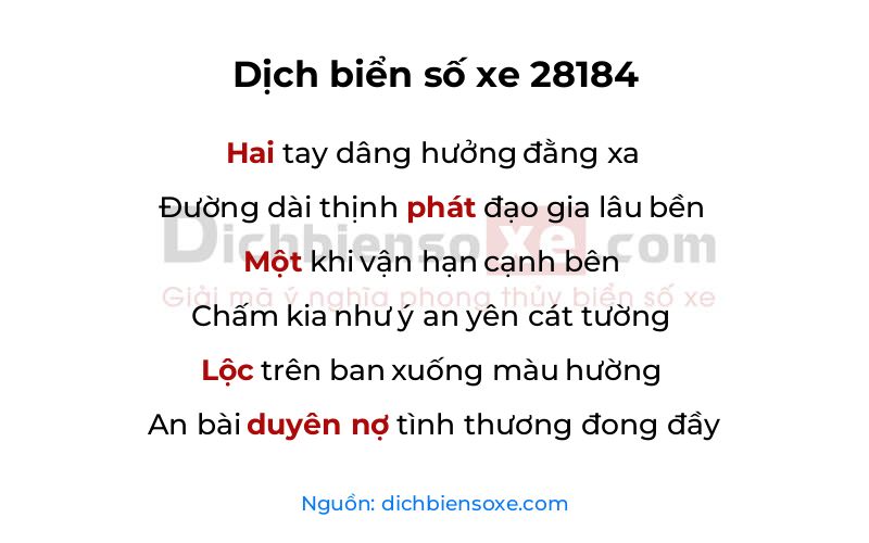 Dịch thơ biển số 28184