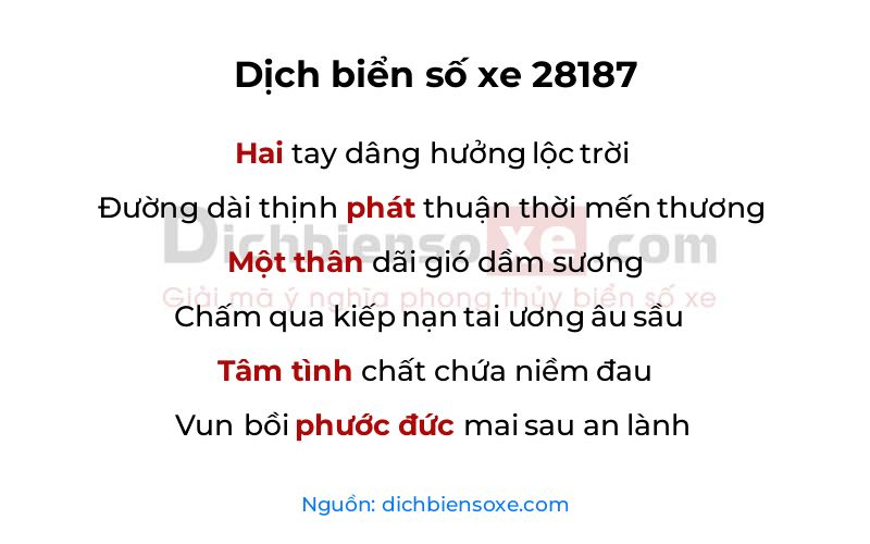 Dịch thơ biển số 28187