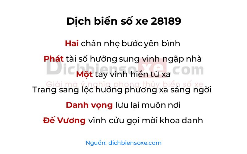Dịch thơ biển số 28189