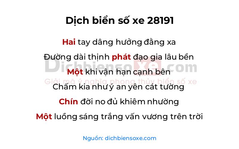 Dịch thơ biển số 28191