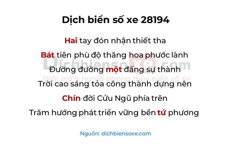 Dịch thơ biển số 28194