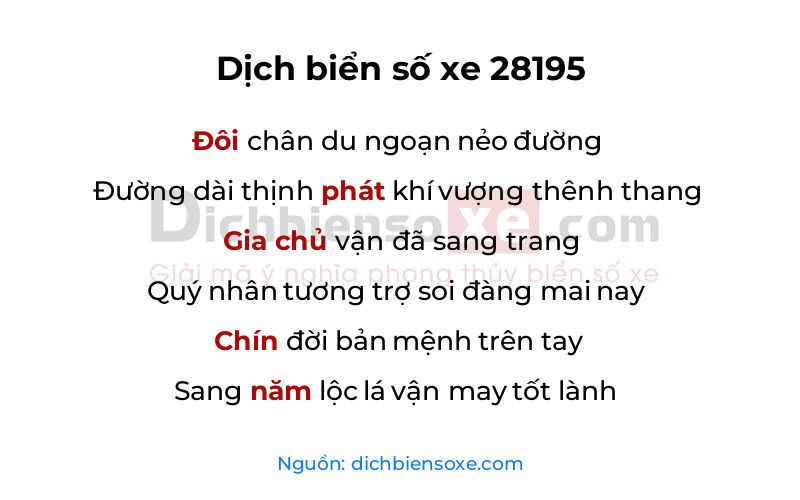 Dịch thơ biển số 28195